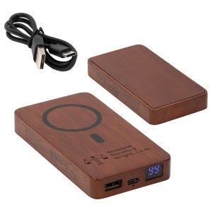 FSC® Mahogany 5000mAh Power Bank with 15W Magnetic Wireless Charger 1 FSC® Mahogany 5000mAh Power Bank with 15W Magnetic Wireless Charger 1
