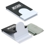 5" x 5" Microfiber Cloth with Phone Holder - Black 5" x 5" Microfiber Cloth with Phone Holder - Black