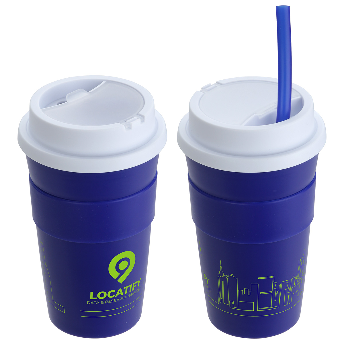 Bistro 14 oz Coffee Cup with Silicone Sleeve + Straw 1