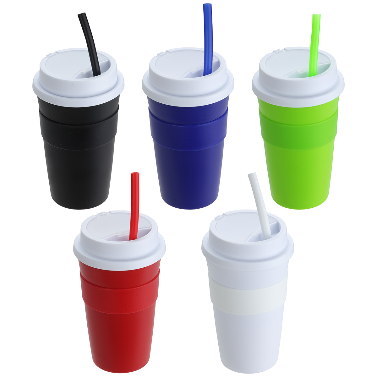 Bistro 14 oz Coffee Cup with Silicone Sleeve + Straw 1