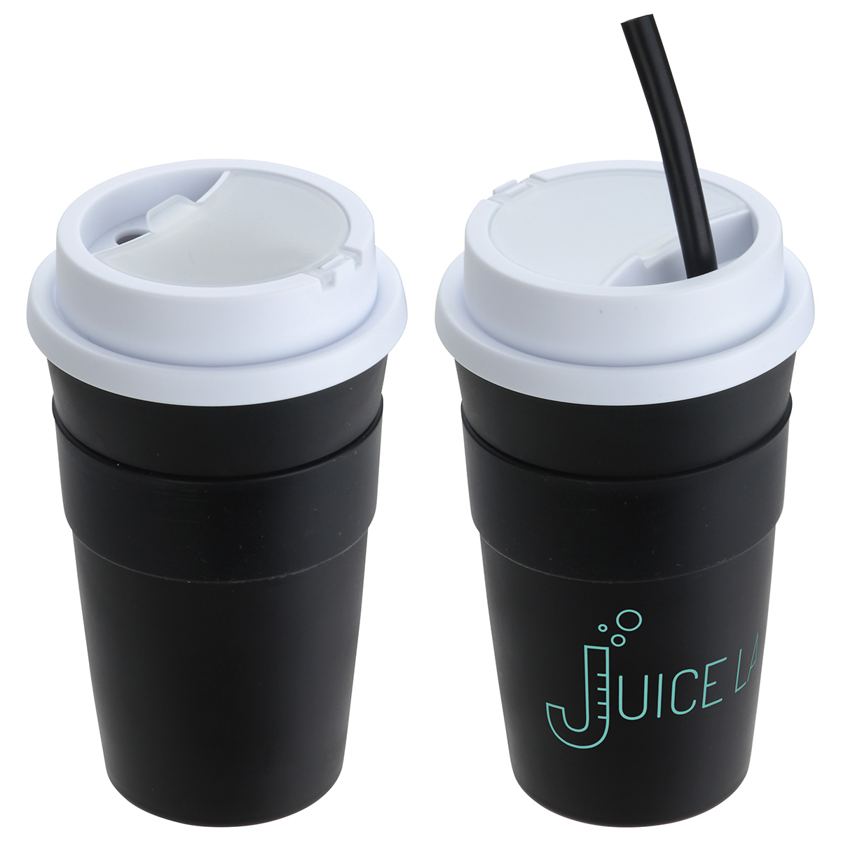 Bistro 14 oz Coffee Cup with Silicone Sleeve + Straw 1