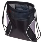 Jumbo Globetrotter Mesh Fabric Drawstring Bag - Black Jumbo Globetrotter Mesh Fabric Drawstring Bag - Black