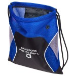Jumbo Globetrotter Mesh Fabric Drawstring Bag - Blue Jumbo Globetrotter Mesh Fabric Drawstring Bag - Blue