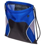 Jumbo Globetrotter Mesh Fabric Drawstring Bag - Blue Jumbo Globetrotter Mesh Fabric Drawstring Bag - Blue