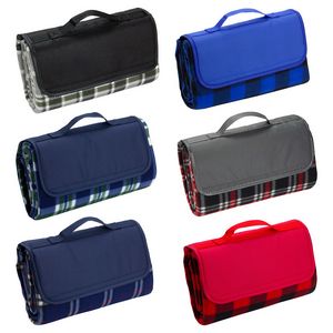Plaid Barrel Fleece Picnic Blanket 1