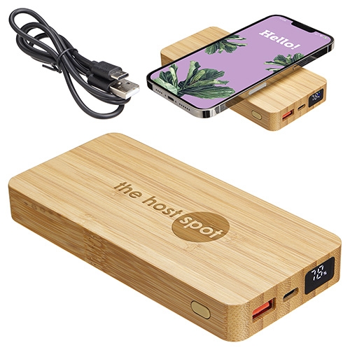 Bamboo 10000mAh Dual Port Power Bank with 10W Wireless Charger 1 Bamboo 10000mAh Dual Port Power Bank with 10W Wireless Charger 1
