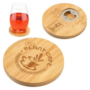 Bamboo Coaster with Bottle Opener 1 Bamboo Coaster with Bottle Opener 1