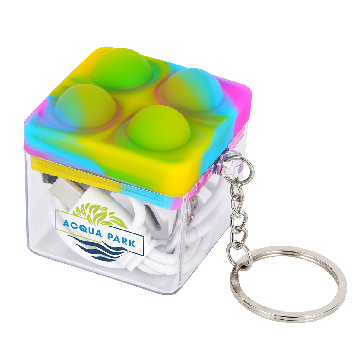 Push Pop Charging Cable with Keyring & Screen Cleaner 1