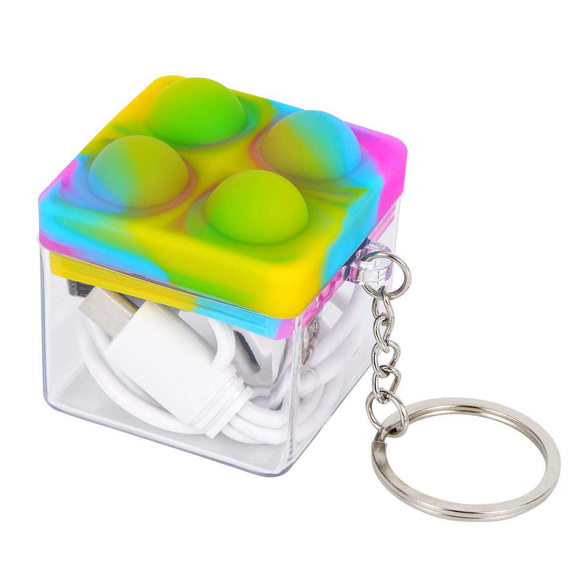 Push Pop Charging Cable with Keyring & Screen Cleaner 1