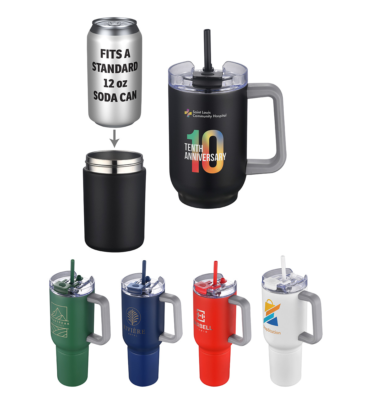 Novo Combo 20 oz Vacuum Insulated Stainless Steel Mug and Screw-On 12 oz Ca 1