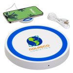 Power Disc 15W Wireless Charger - White w/Blue Accent Power Disc 15W Wireless Charger - White w/Blue Accent