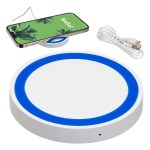 Power Disc 15W Wireless Charger - White w/Blue Accent Power Disc 15W Wireless Charger - White w/Blue Accent