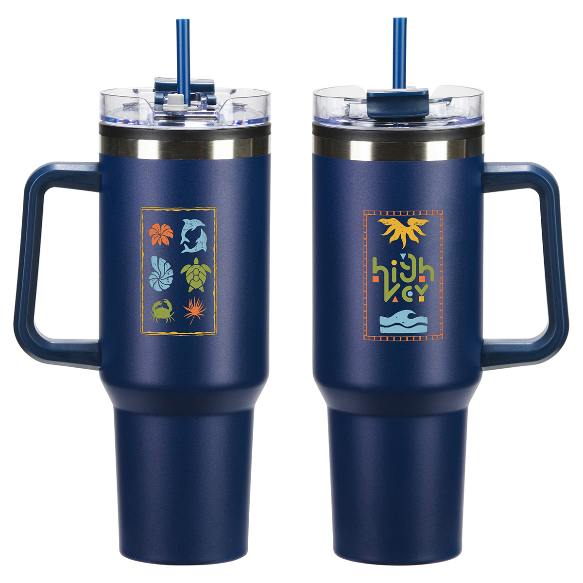Ohana 40 oz Stainless Steel/Polypropylene Mug with Color-Matching Handle 1