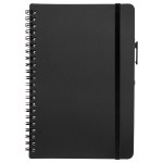 Avignon Repreve® Recycled Hardcover Spiral Notebook with Pen - Black Avignon Repreve® Recycled Hardcover Spiral Notebook with Pen - Black