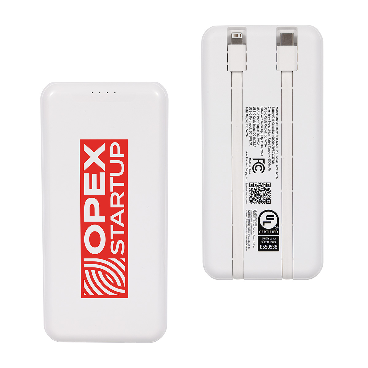 Squire 10000mAh UL Listed Power Bank with Built-In Charging Cables 1