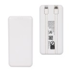 Squire 10000mAh UL Listed Power Bank with Built-In Charging Cables - White Squire 10000mAh UL Listed Power Bank with Built-In Charging Cables - White
