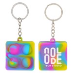 Square Push Pop Key Ring - Rainbow Square Push Pop Key Ring - Rainbow