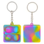 Square Push Pop Key Ring - Rainbow Square Push Pop Key Ring - Rainbow