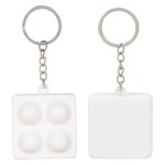 Square Push Pop Key Ring - White Square Push Pop Key Ring - White