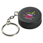 Hockey Puck Stress Reliever Key Chain - Black Hockey Puck Stress Reliever Key Chain - Black