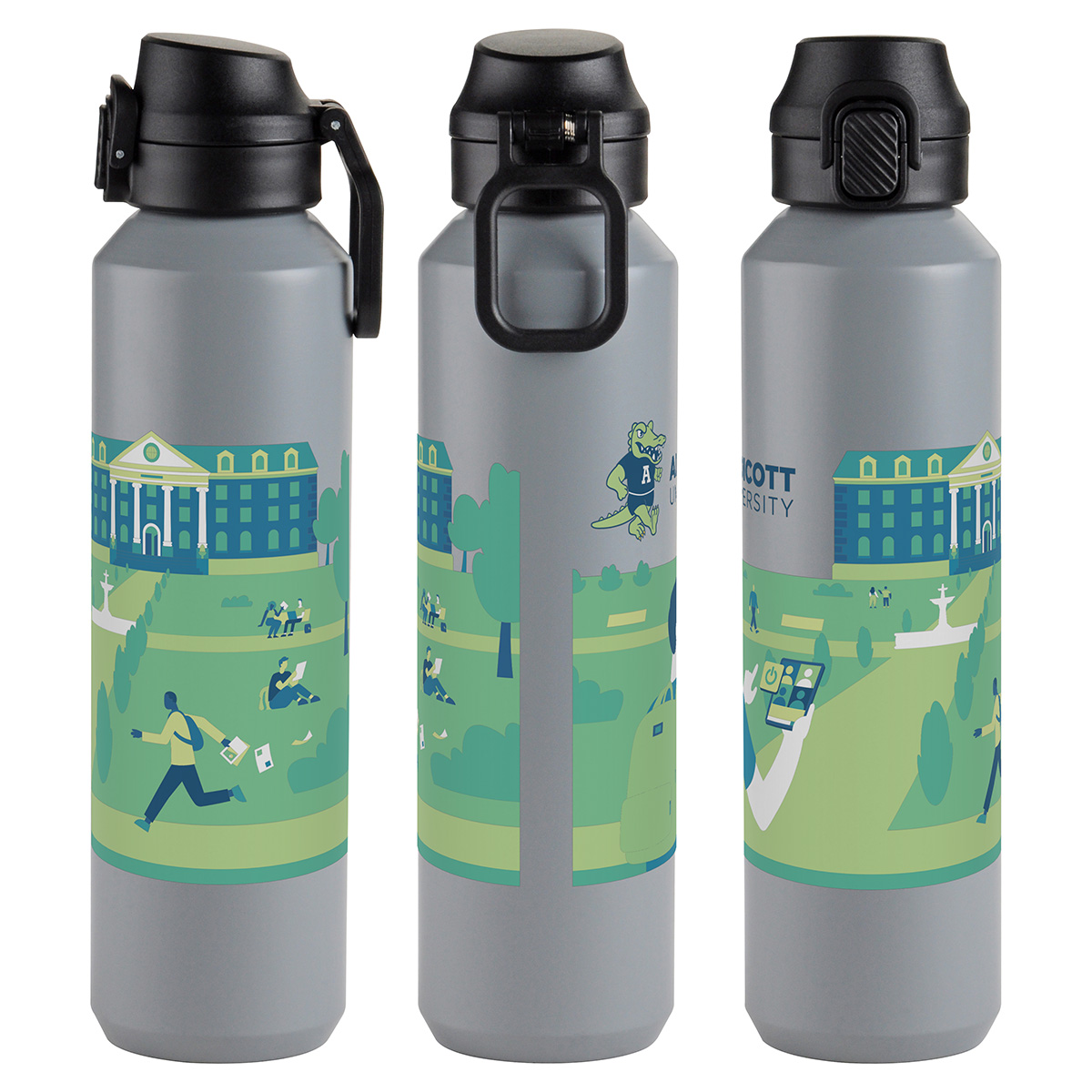Nexus 27 oz Recycled Aluminum Bottle with Flip-Top Lid and Carabiner 1