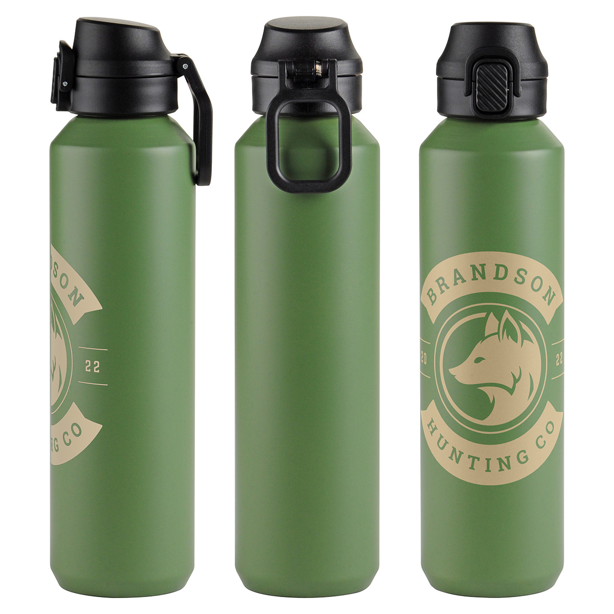 Nexus 27 oz Recycled Aluminum Bottle with Flip-Top Lid and Carabiner 1