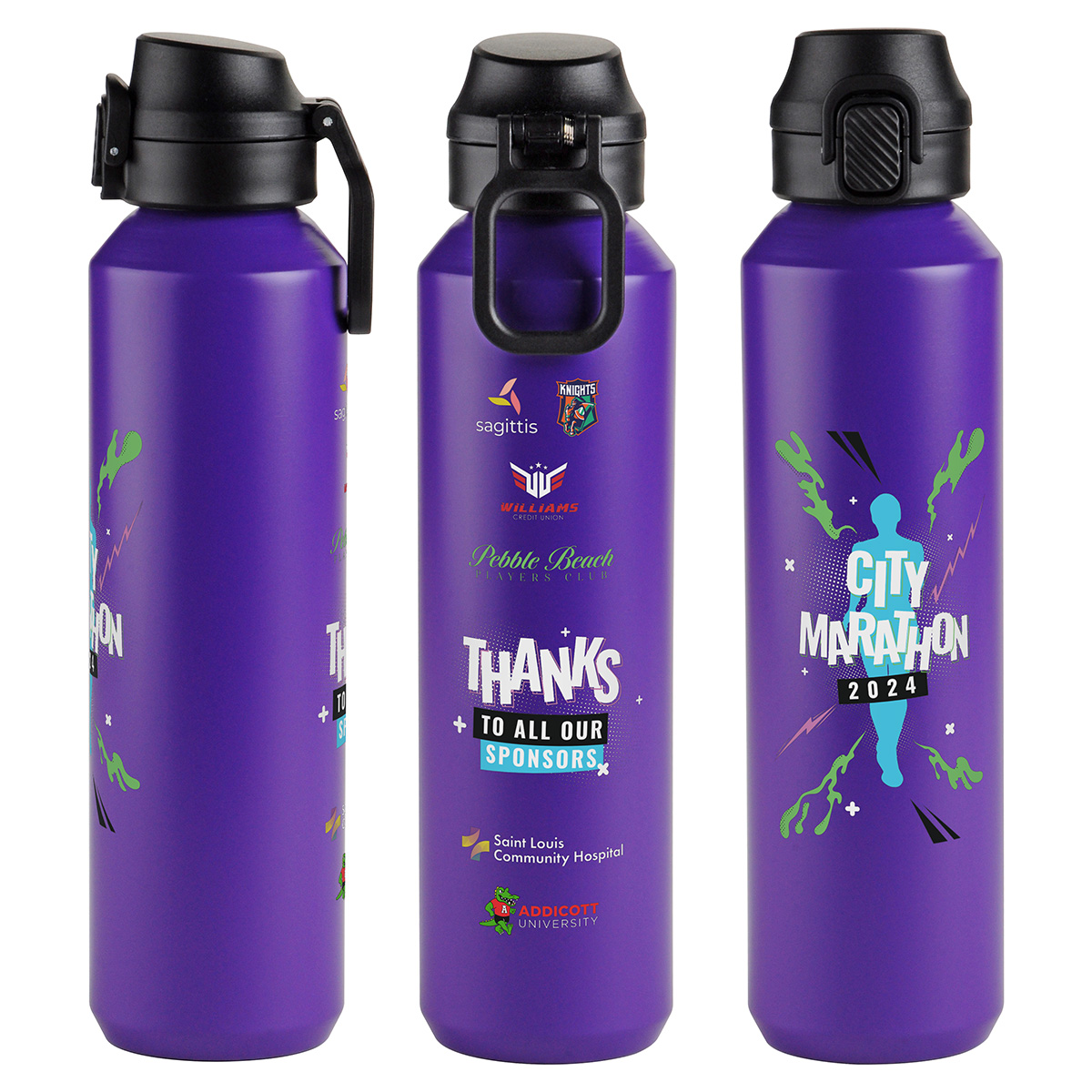 Nexus 27 oz Recycled Aluminum Bottle with Flip-Top Lid and Carabiner 1