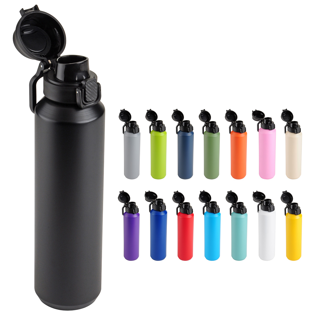Nexus 27 oz Recycled Aluminum Bottle with Flip-Top Lid and Carabiner 1