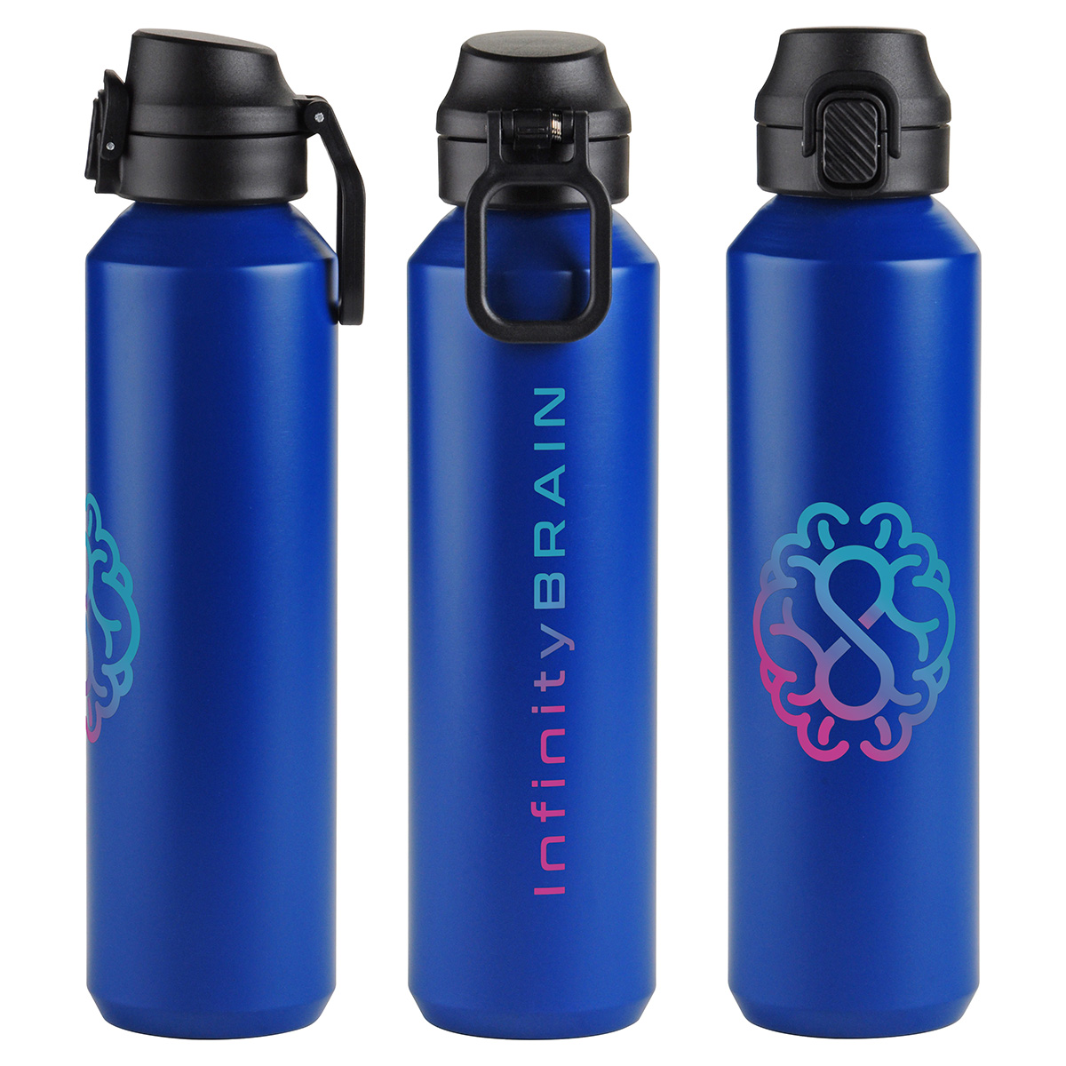 Nexus 27 oz Recycled Aluminum Bottle with Flip-Top Lid and Carabiner 1