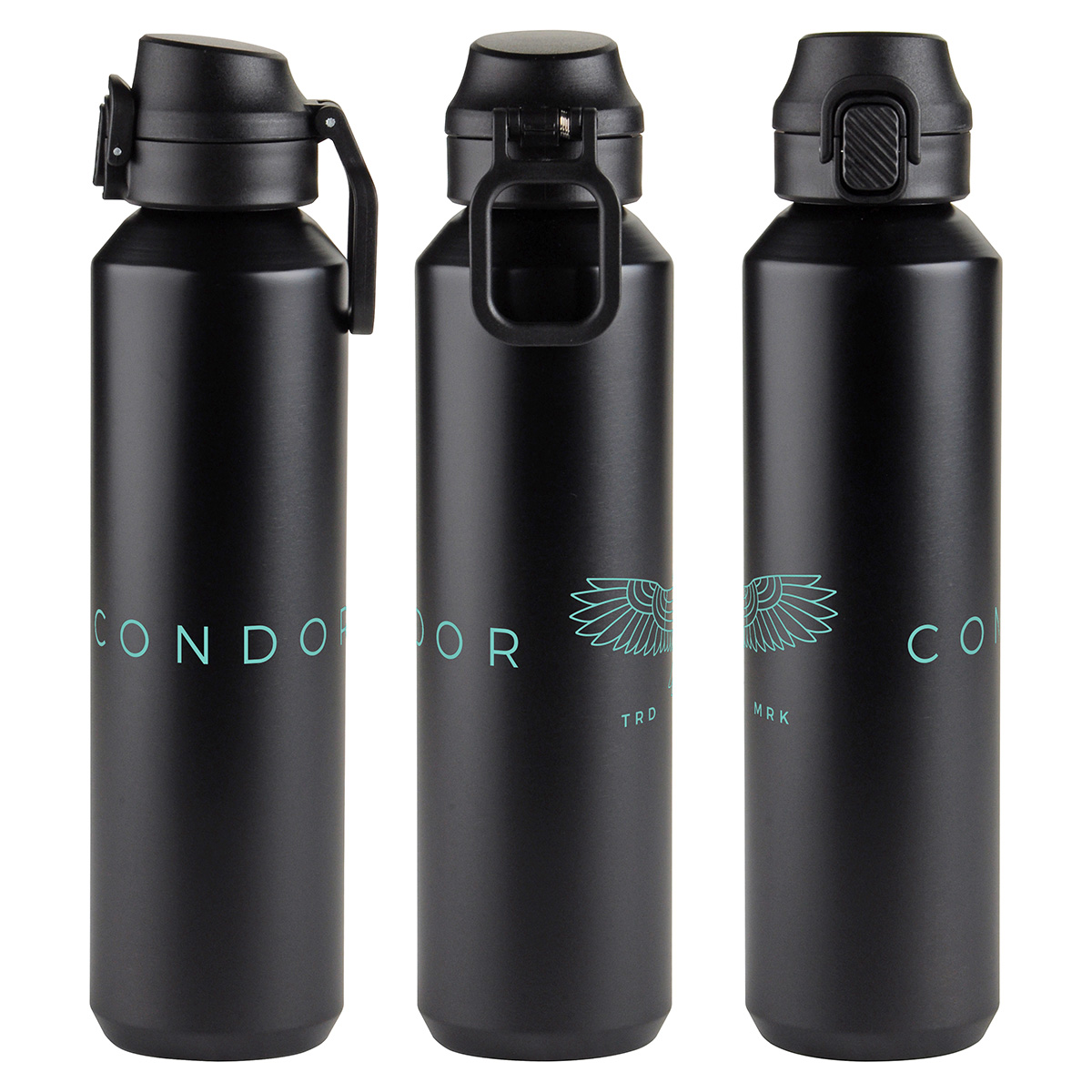 Nexus 27 oz Recycled Aluminum Bottle with Flip-Top Lid and Carabiner 1