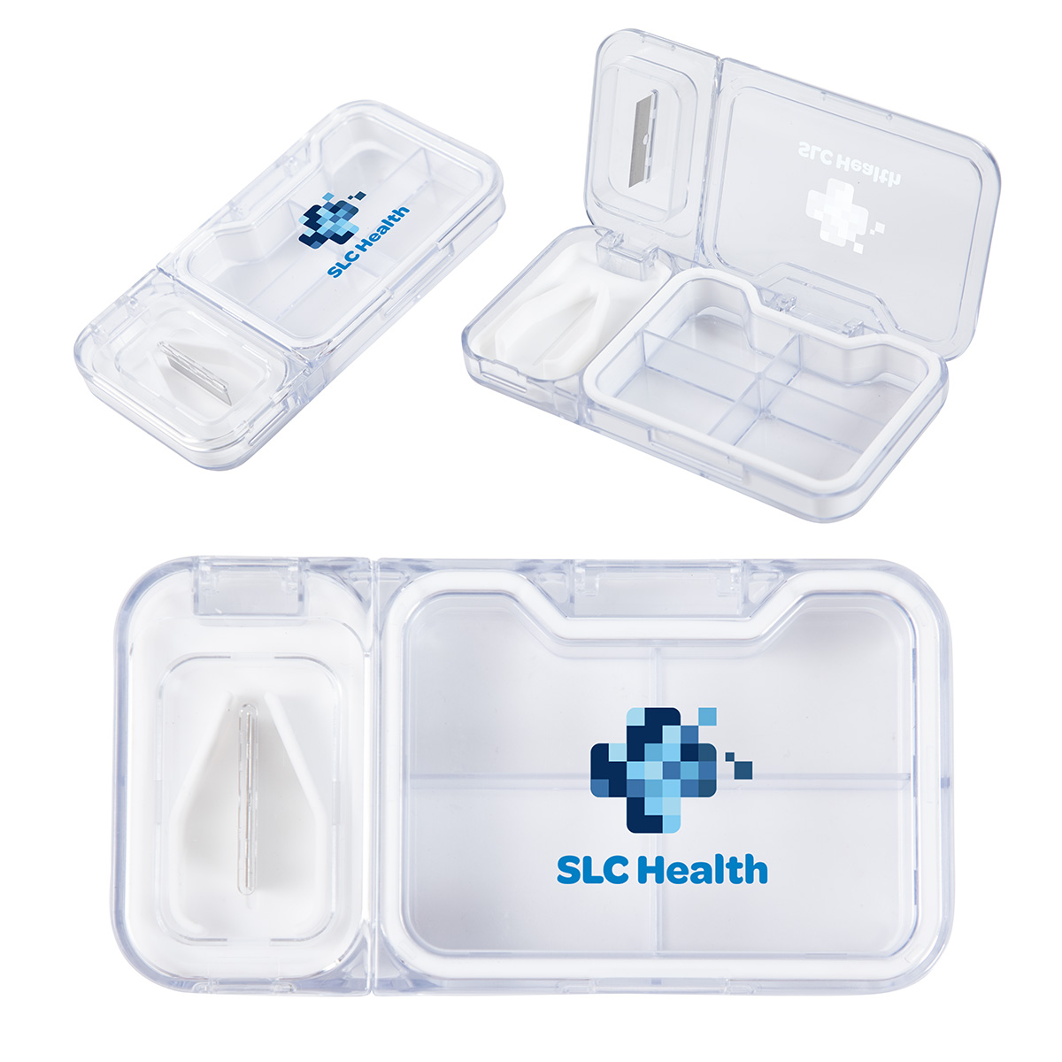 Cache 4-Compartment Pill Box with Tablet Cutter 1 Cache 4-Compartment Pill Box with Tablet Cutter 1
