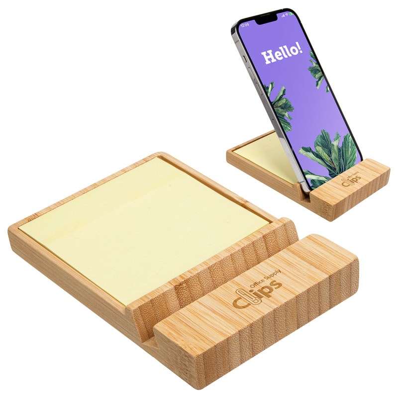 Bamboo Sticky Note Dispenser with Phone Holder 1 Bamboo Sticky Note Dispenser with Phone Holder 1