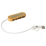 Bamboo Dual Port USB & Type-C Hub - Bamboo Brown/White Bamboo Dual Port USB & Type-C Hub - Bamboo Brown/White