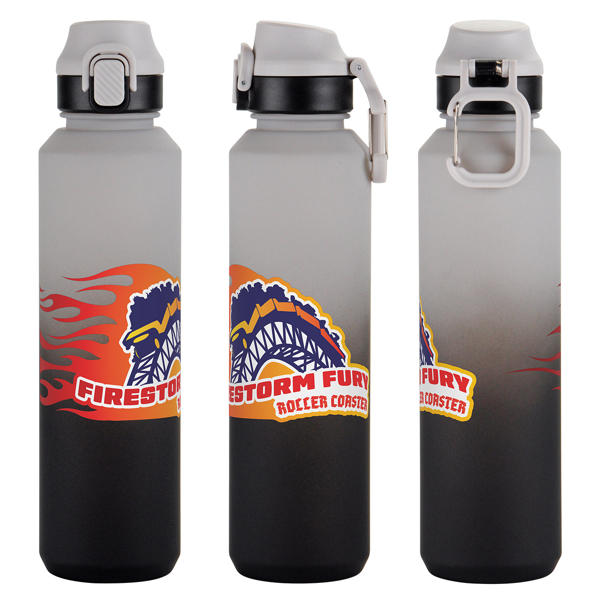 Chroma 27 oz Tritan® Bottle with Snap-Top Lid & Carabiner 1