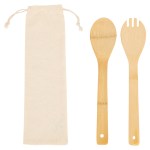 Bamboo Salad Utensils with Cotton Pouch 2 Bamboo Salad Utensils with Cotton Pouch 2