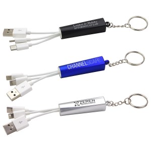 Trey 3-in-1 Light-Up Charging Cable with Keychain 1 Trey 3-in-1 Light-Up Charging Cable with Keychain 1