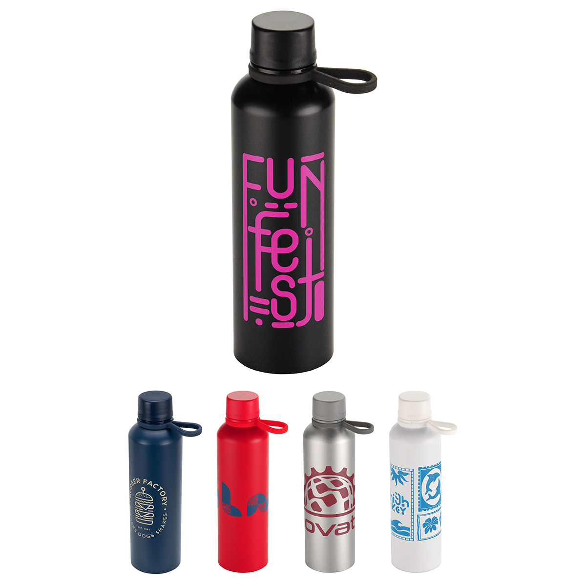 Avento 25 oz Recycled Aluminum Bottle with Silicone Loop 1