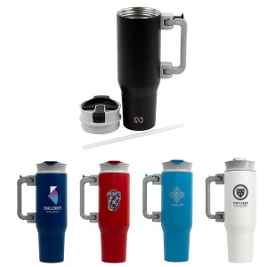 NAYAD® Genesis 40 oz Stainless Steel Double-Wall Mug with Foldable Handle 1 NAYAD® Genesis 40 oz Stainless Steel Double-Wall Mug with Foldable Handle 1