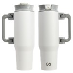 NAYAD® Genesis 40 oz Stainless Steel Double-Wall Mug with Foldable Handle - White NAYAD® Genesis 40 oz Stainless Steel Double-Wall Mug with Foldable Handle - White
