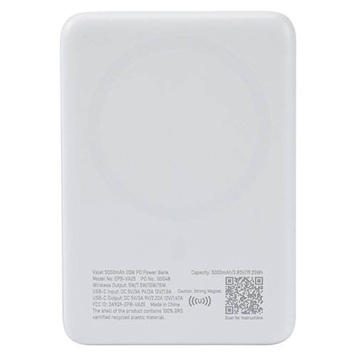 Valet 5000mAh 20W PD Power Bank with 15W Magnetic Wireless Charger 1