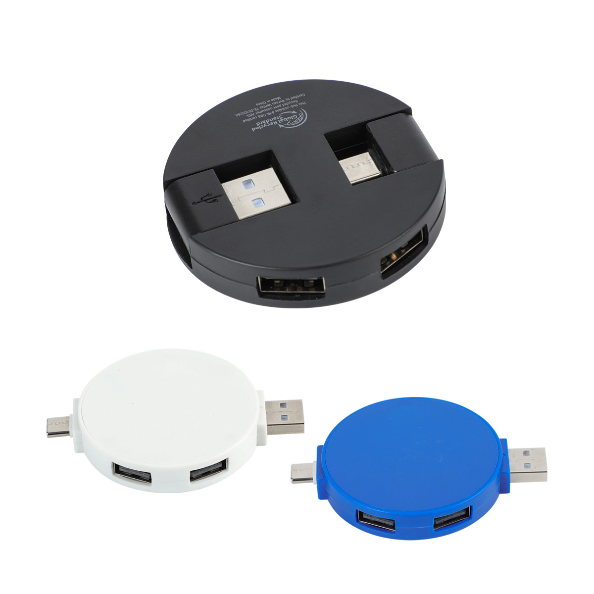 Quad 4-Port USB-C & USB-A Hub with Recycled ABS Case 1 Quad 4-Port USB-C & USB-A Hub with Recycled ABS Case 1