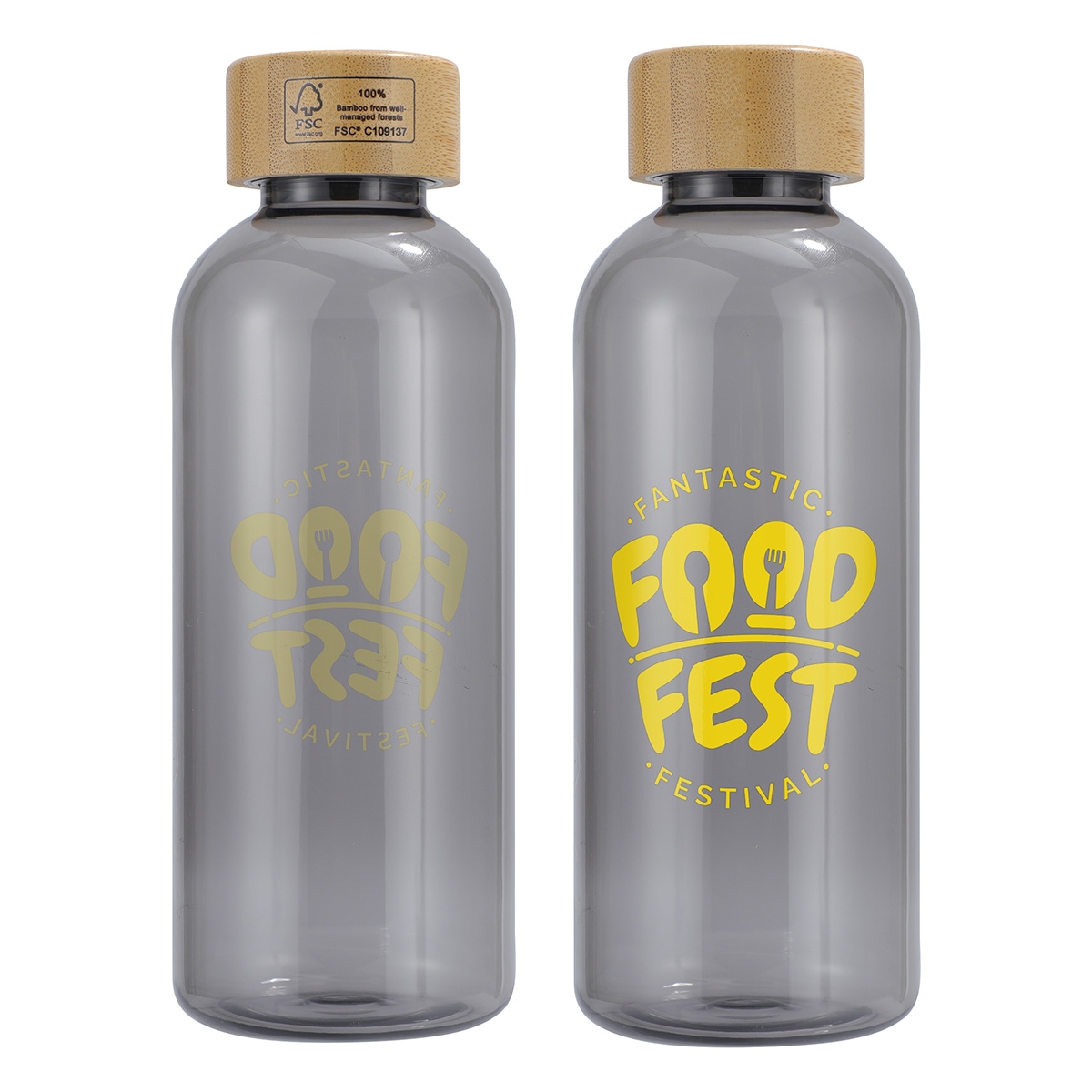 Vida 22 oz RPET Reusable Sports Bottle w/ Bamboo Lid 1