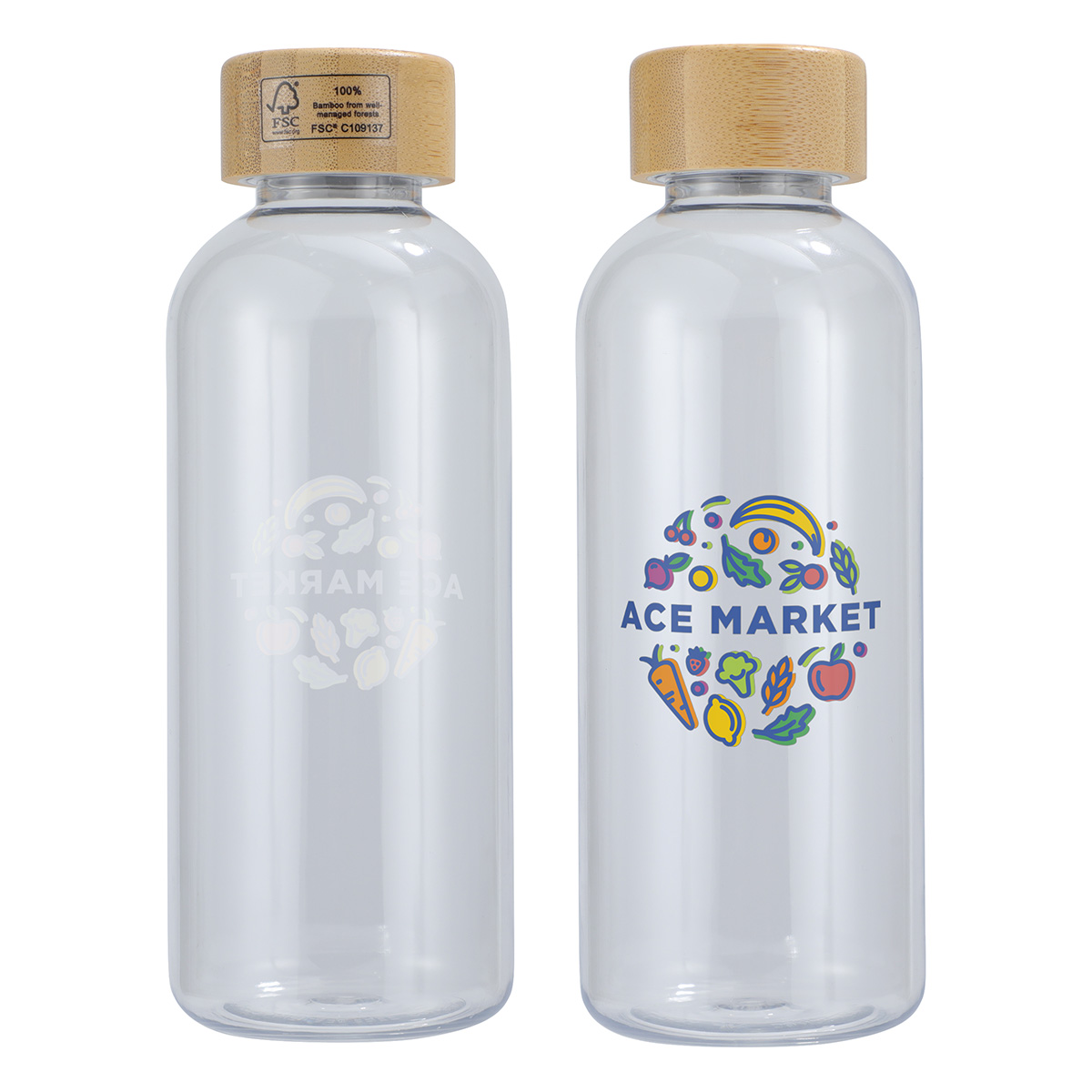 Vida 22 oz RPET Reusable Sports Bottle w/ Bamboo Lid 1