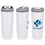 Olympia 17 oz Stainless Steel/Polypropylene Tumbler with Flip Top Lid - White Olympia 17 oz Stainless Steel/Polypropylene Tumbler with Flip Top Lid - White