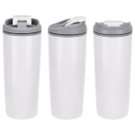 Olympia 17 oz Stainless Steel/Polypropylene Tumbler with Flip Top Lid - White Olympia 17 oz Stainless Steel/Polypropylene Tumbler with Flip Top Lid - White