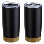 York 20 oz Stainless Steel/Polypropylene Tumbler with Cork Base - Black York 20 oz Stainless Steel/Polypropylene Tumbler with Cork Base - Black