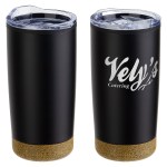 York 20 oz Stainless Steel/Polypropylene Tumbler with Cork Base - Black York 20 oz Stainless Steel/Polypropylene Tumbler with Cork Base - Black