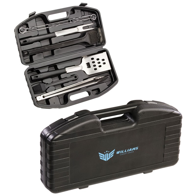 Highland 9-Piece Stainless Steel BBQ Set with Hardshell Case 1 Highland 9-Piece Stainless Steel BBQ Set with Hardshell Case 1