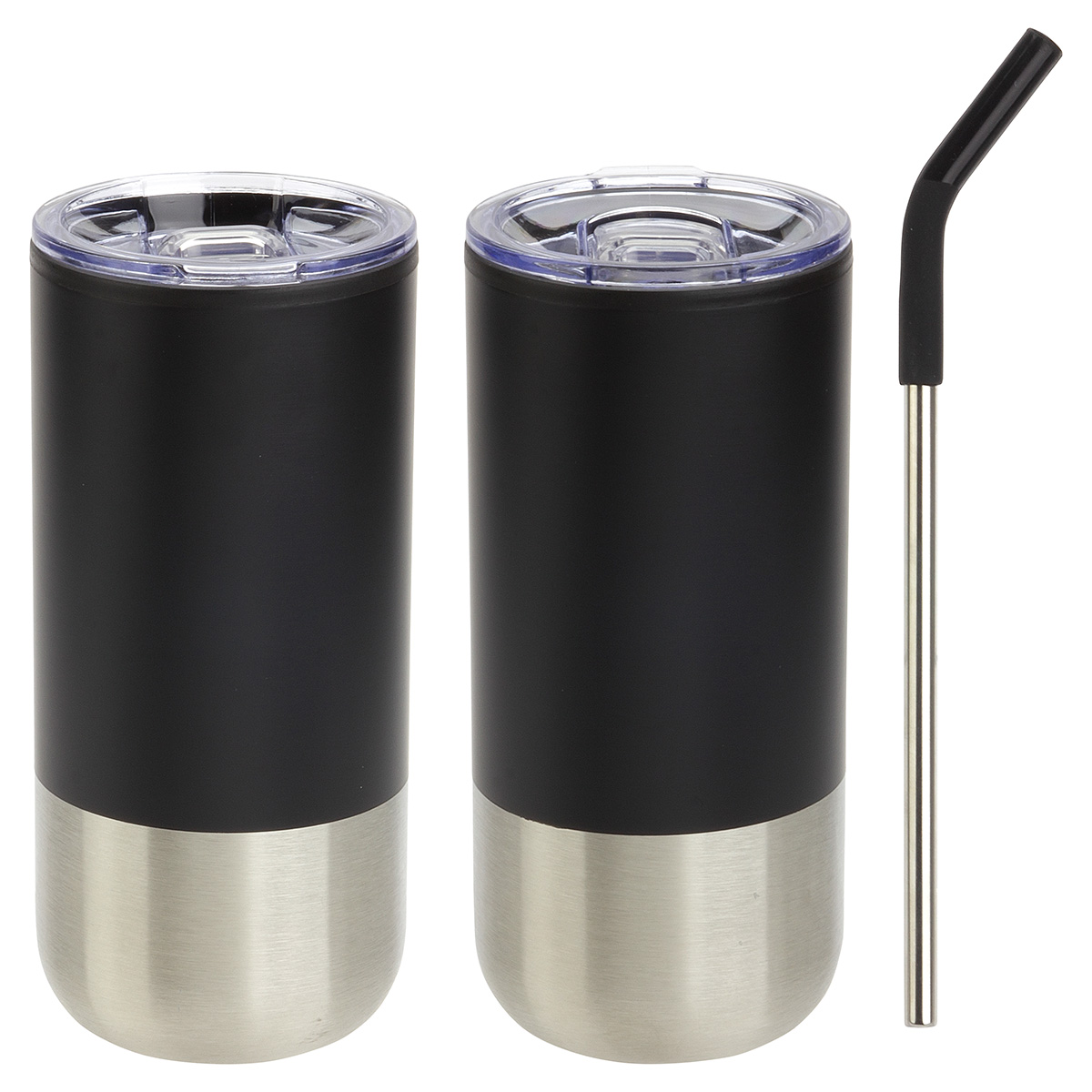 Oxford 16 oz Stainless Steel/Polypropylene Tumbler with Straw 1