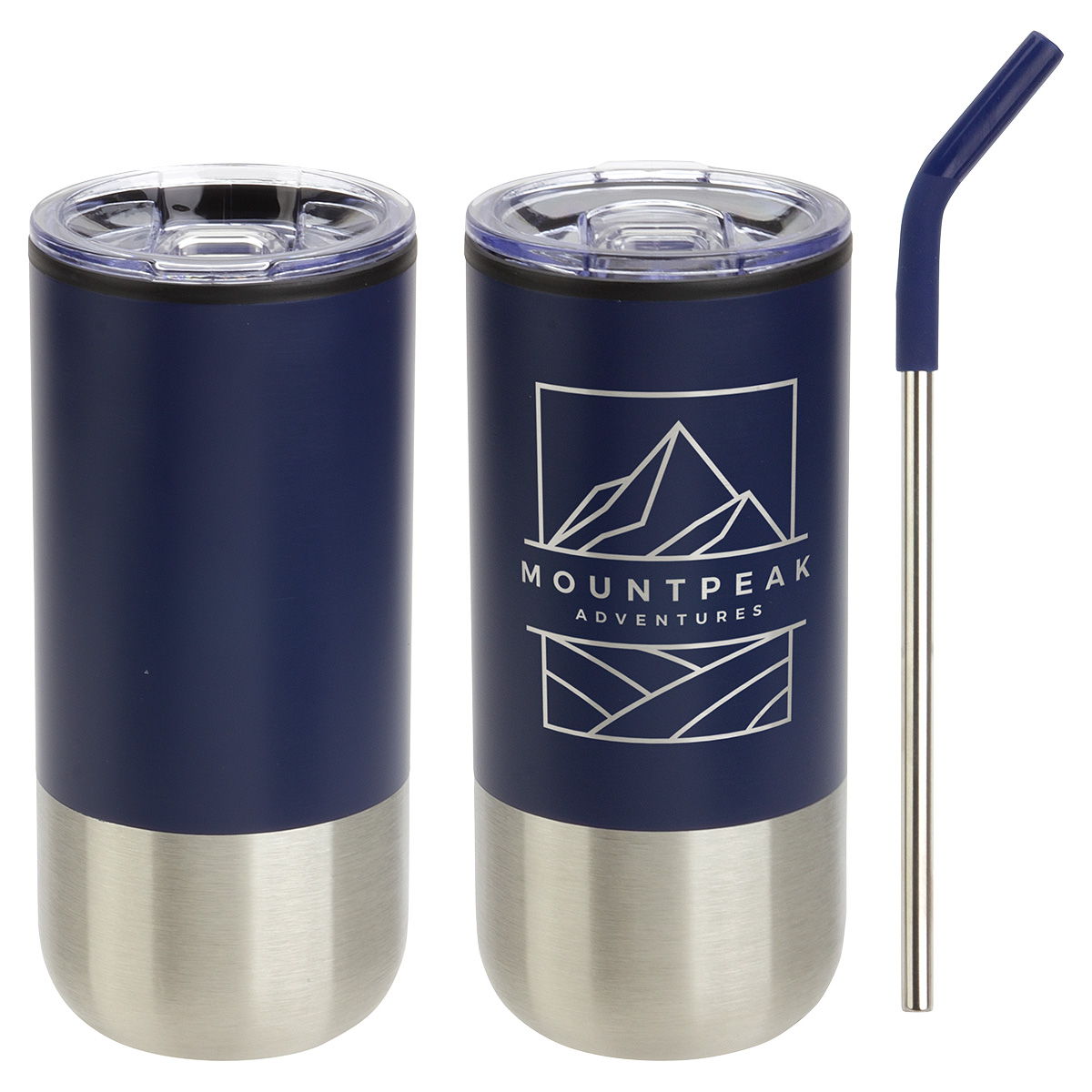 Oxford 16 oz Stainless Steel/Polypropylene Tumbler with Straw 1